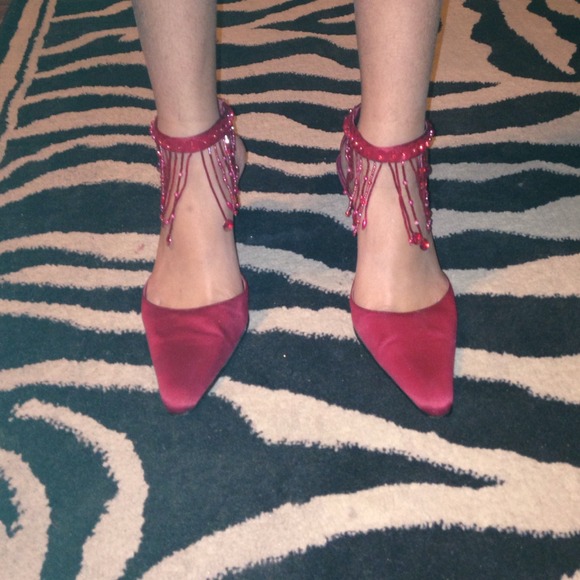 Red embellished heels