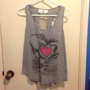 Grey tank with a heart on the front