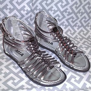 Toddler 7 silver metallic gladiator sandal, NIB