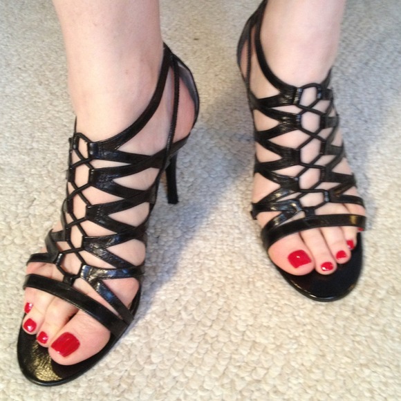 Enzo Angiolini Black Cage Heels - Size 8.5