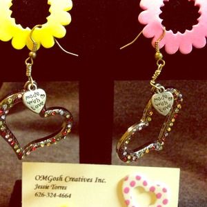 Beautiful stone heart to heart earrings