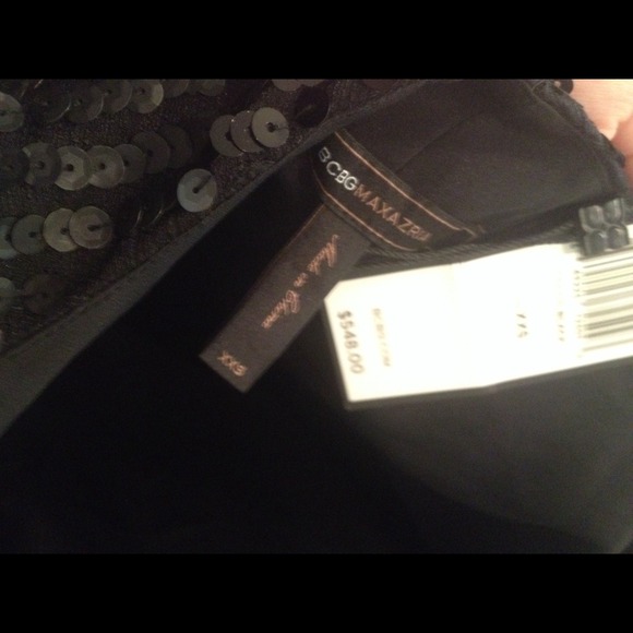 Black Sequin BCBG Mini Dress back Is open - Picture 4 of 4