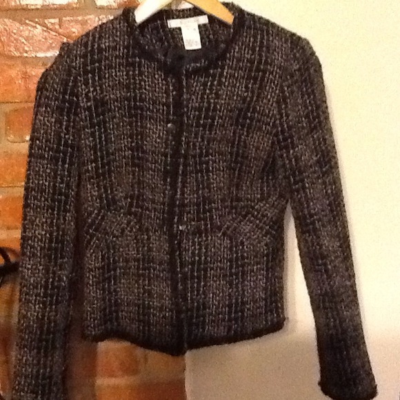 Short to Black and Tan Tweed Jacket