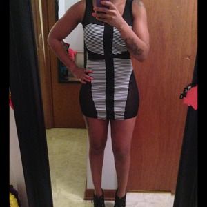 Brand new Black and white stripe party dress
