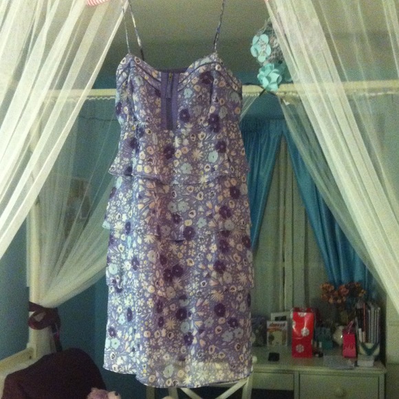 American Eagle Ruffled Purple Floral Dress
