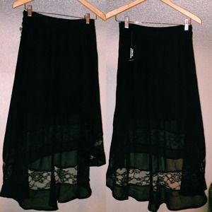 High-Low Black Lace Skirt