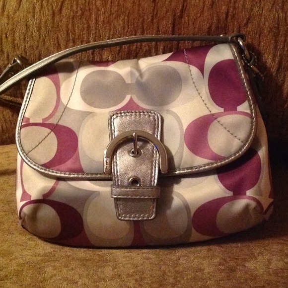 Coach purple and silver crossover small purse.