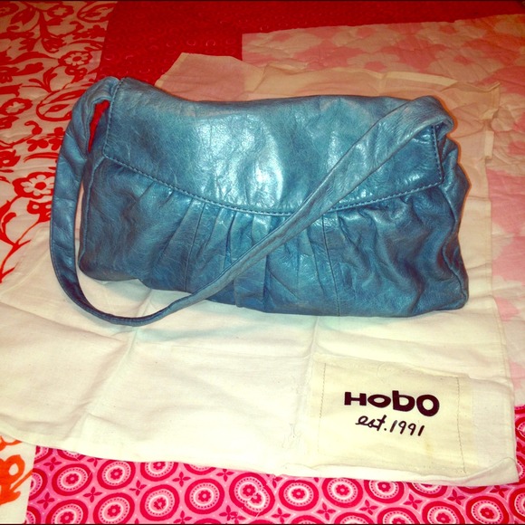 Turquoise leather Hobo handbag