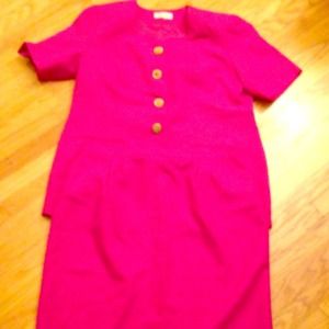 Magenta Business Suit, jacket and skirt. Striking