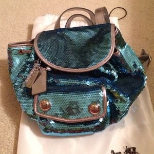 *ON HOLD* Light blue sequin Coach backpack