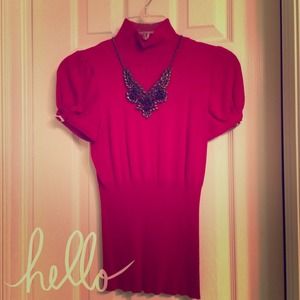 Express red short sleeve mock turtleneck