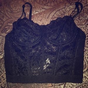 ⭐️TRADED⭐️Nasty Gal black lace bustier crop top