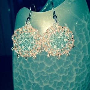 Seed bead snowflake earrings