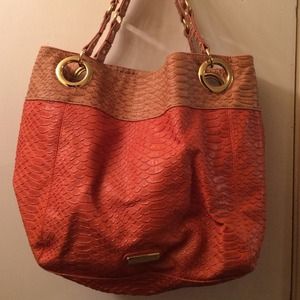 Orange and Camel colored handbag