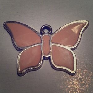 Light pink Butterfly pendant with Silver Trim