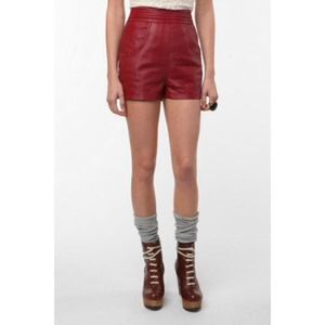 Kova & T red leather shorts