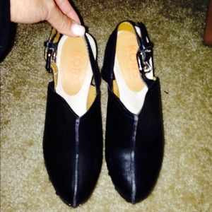 Black Michael Kors High Heeled Clogs