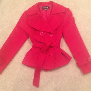 Red pea coat