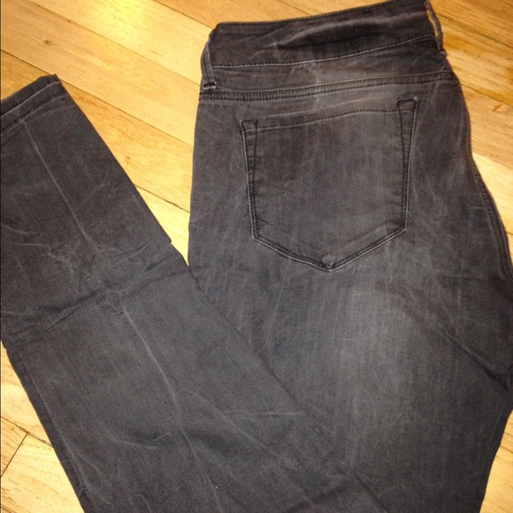 Aqua grey distressed jeans