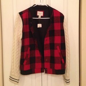 Black and Red checkered jacket w sweaterlike sleve