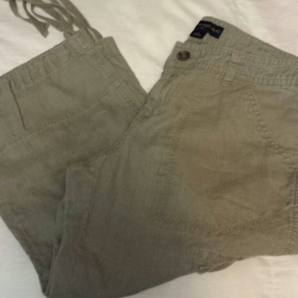 Linen cargo cropped pants