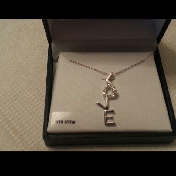 Sterling Silver & Diamond "Love" necklace