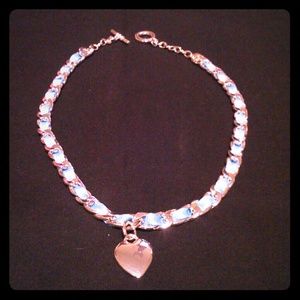 Choker, NIB, silver w/ heart charm