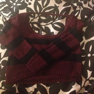 Brandy Melville maroon black striped crop sweater