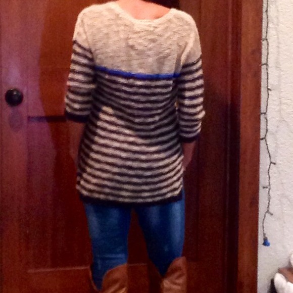 Sweaters - Black & Blue Striped Sweater