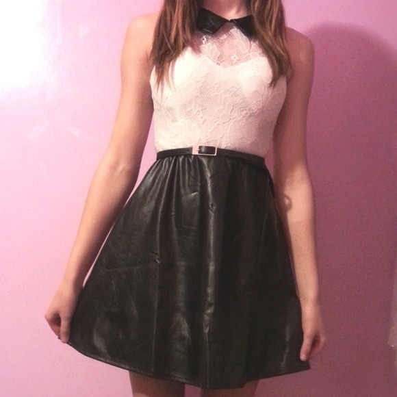 (50% OFF) White & Black Lace Collared Dress - Picture 3 of 4