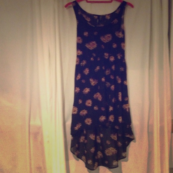 Sheer High low floral print dress