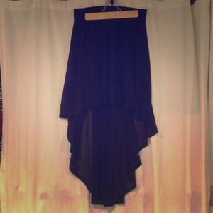 Black silk high low skirt