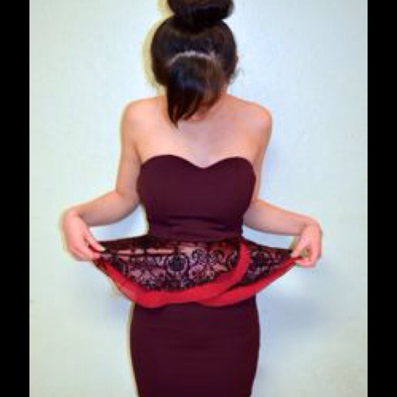 Wine Peplum Dress