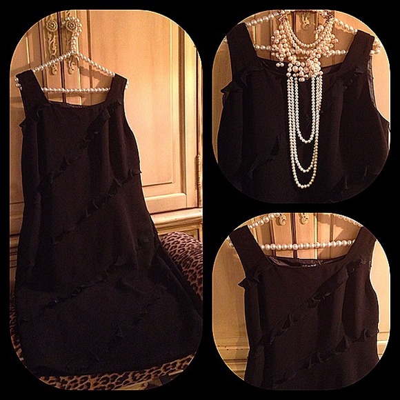 Haute little black dress with chiffon ruffles - Picture 2 of 4