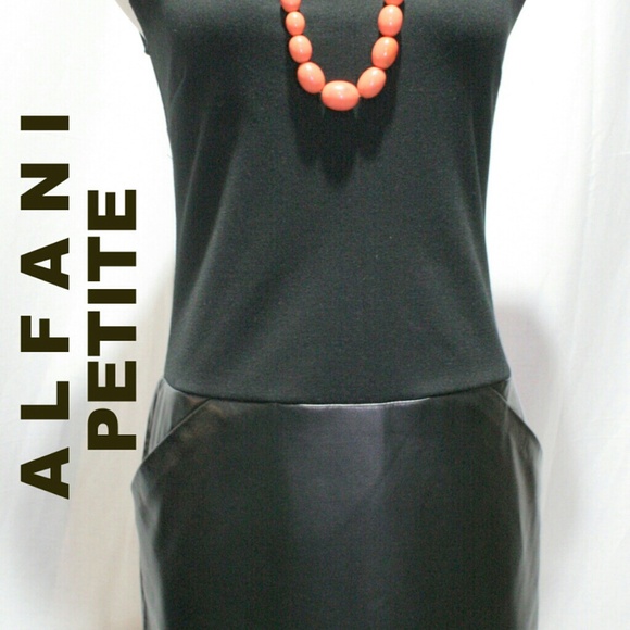 ALFANI PETITE BLACK TWO PIECE LOOK DRESS