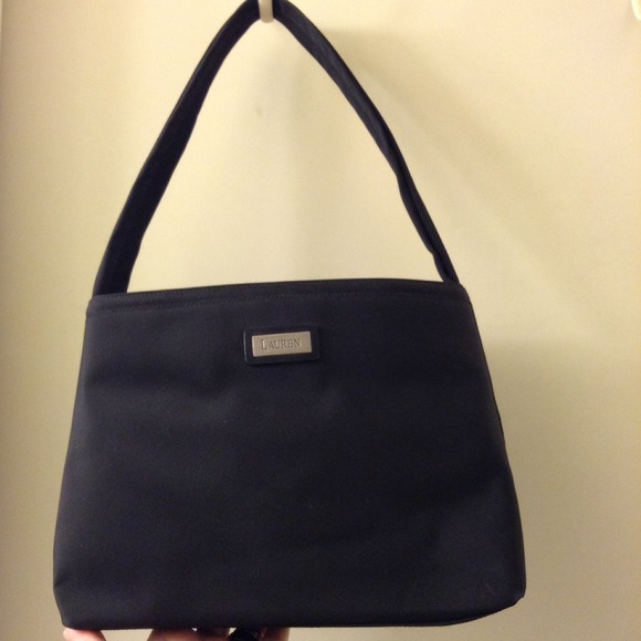 Authentic Ralph Lauren Black Nylon Hobo Handbag