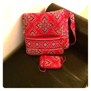 Vera Bradley Mesa red wallet and messenger bag