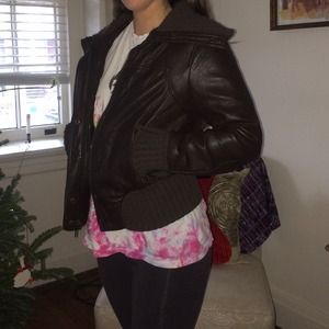Leather boomer jacket.