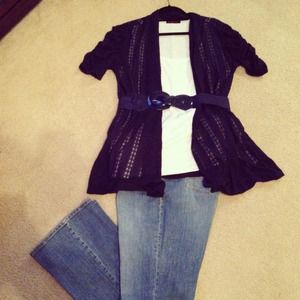 Blue & white top w/ belt