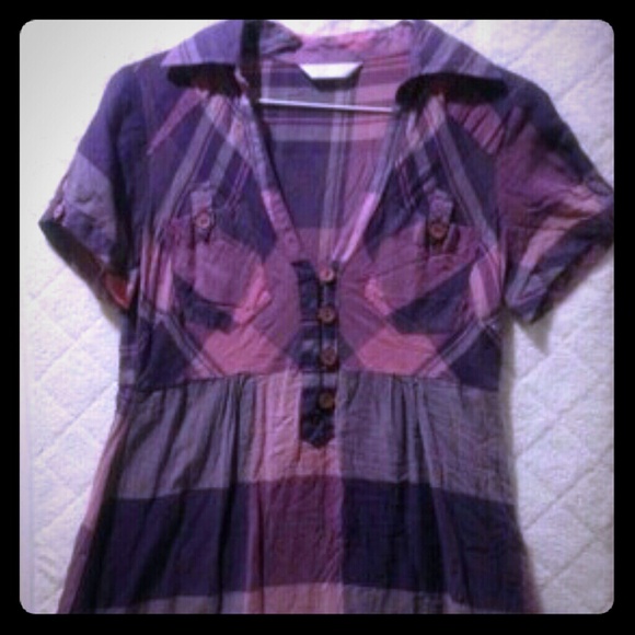 Plaid design Purple and pink top