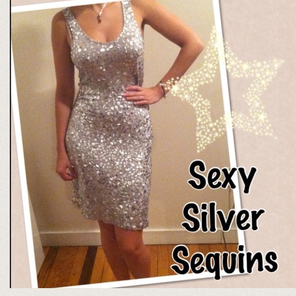 Sexy silver sequin dress