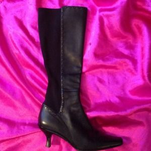 Liz Claiborne Black Leather Knee Boots