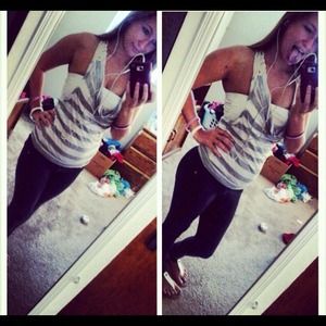 White tube top & white and gray cover top