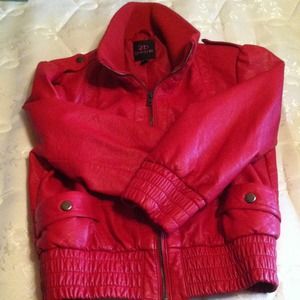 Red leather jacket
