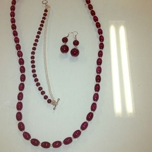 Necklace, bracelet, & earrings set.  Handmade.