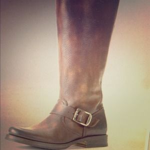 FRYE VERONICA Brown LEATHER Knee-High Riding Boots