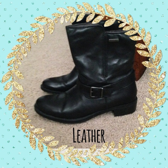 Black leather ankle boots