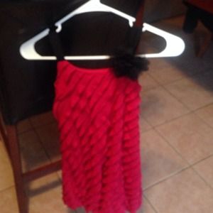 Young girls Red layered blackstrap Dinner Dress .