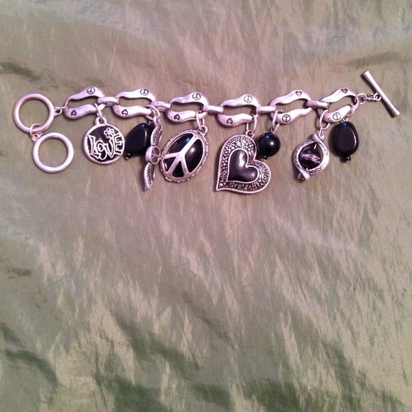 Peace Love & rock and roll bracelet