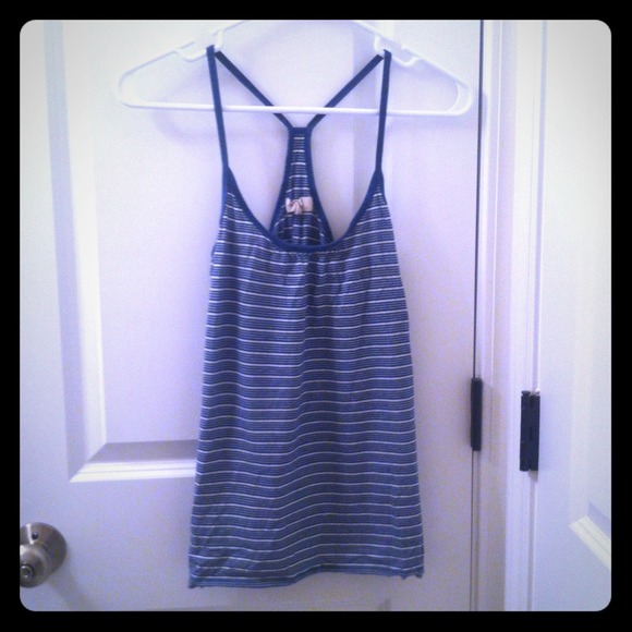 Racer back blue and white striped tank